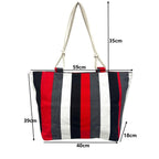 TOTE BAG Grande Rayas Multicolor – BOLSO DE PLAYA de Lona con Asas de Cuerda, Capacidad Extra, 6 Colores Disponibles