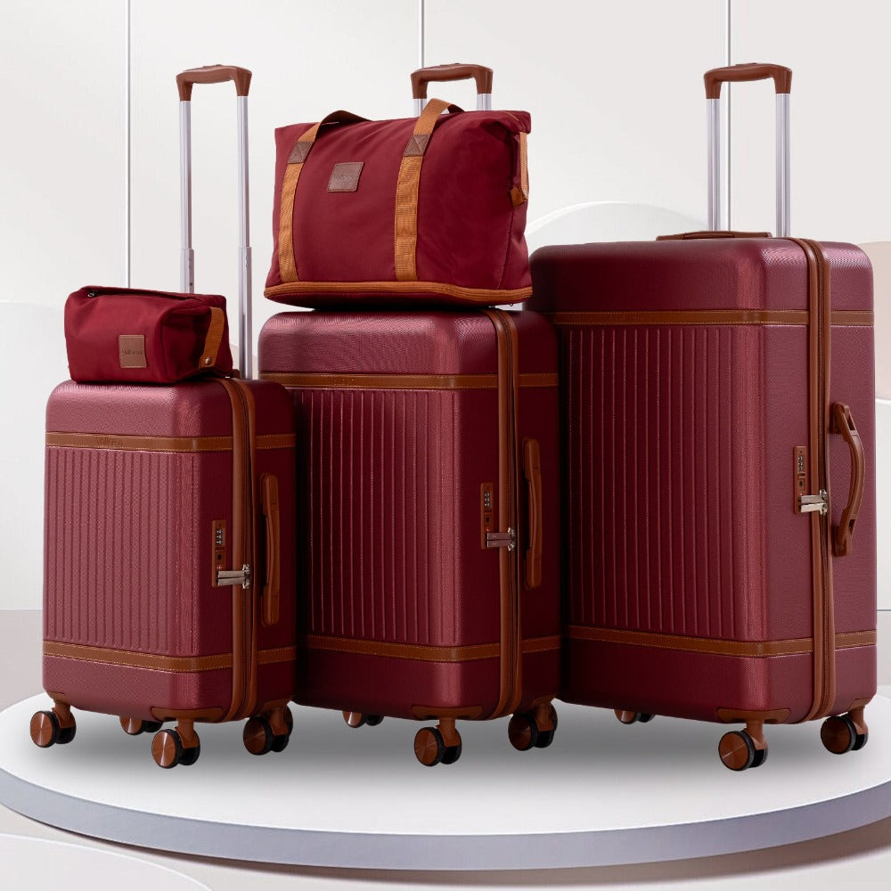 Juego de 5 piezas de equipaje, juego de viaje para trolley de negocios y viajes, cerradura TSA, ruedas de 360°