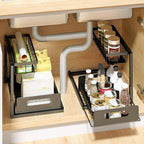 Organizador para debajo del fregadero, estante de almacenamiento para debajo del fregadero, estante organizador extraíble, estante de almacenamiento multifuncional de doble capa para artículos diversos, estante de almacenamiento deslizante de gran capacid