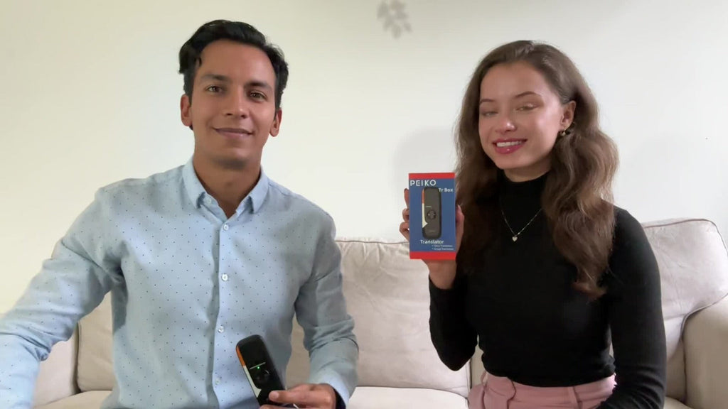 Dispositivo de traducción de lenguaje bidireccional portátil PEIKO con auriculares - Traducción de voz en línea instantánea, 75 idiomas, alta precisión, carga por tipo C, diseño compacto para viajes, negocios, aprendizaje, herramienta de traducción de via