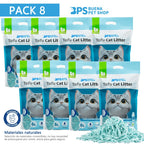 BPS Arena de Tofu para Gatos 6L - Sin Polvo Fácil de Aglomerar y Controla Olores - Biodegradable y Segura para Gatitos - Pack de 8 Bolsas