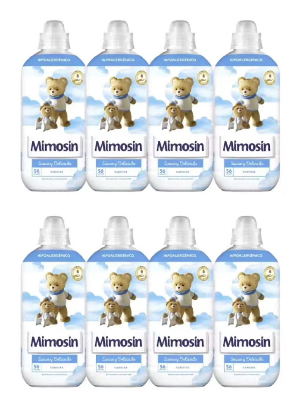 PACK de 8 - Mimosín suavizante concentrado extra fragancia Azul Vital fresh 8 botellas de 56 dosis- Mimosín suavizante concentrado hipoalergénico Suave y Delicado Caricias- Concentrado Sueño de Jazmin
