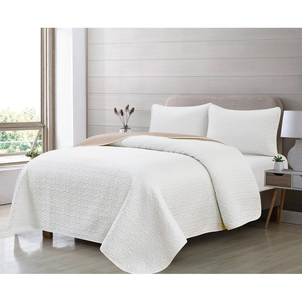 Colcha Bouti Reversible Tacto suave Calidad superior Ligera de Verano - Cubrecama con Relieve Geométrico Termosellado, Estilo Moderno y Suave (Solo Colcha No incluye fundas)