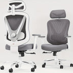Silla de oficina | Silla de escritorio ergonómica de malla con estructura de respaldo en V, ruedas giratorias de 360 grados, cojín de asiento y