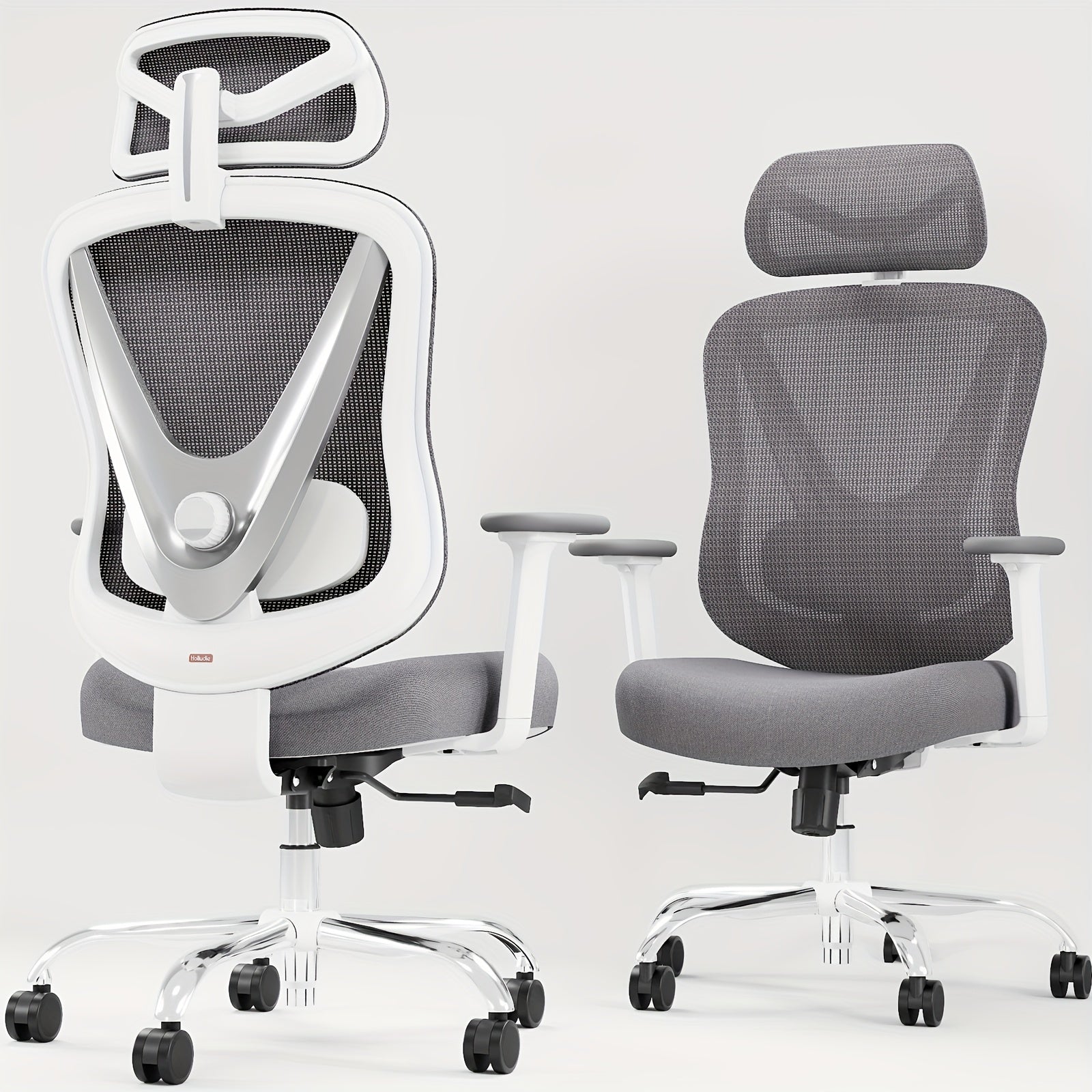 Silla de oficina | Silla de escritorio ergonómica de malla con estructura de respaldo en V, ruedas giratorias de 360 grados, cojín de asiento y