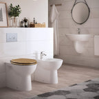 1 unidad de tapa de inodoro de madera con cierre suave, asiento de inodoro, fácil de limpiar, fácil de instalar, MDF, capacidad de carga de 175 kg, forma de O, nota: la color real es más oscuro que la imagen