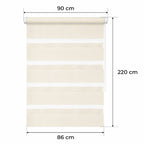 Cortina Opaca Día y Noche - BEIGE - 32 Tamaños - BOJANEK DÍA & NOCHE - No Invade la Ventana, Instalación Sin Taladrar, Regulación por Cadena, Soportes Ajustables para Diferentes Grosores de Ventana, Diseño Moderno, Protección Contra la Luz y la Privacidad