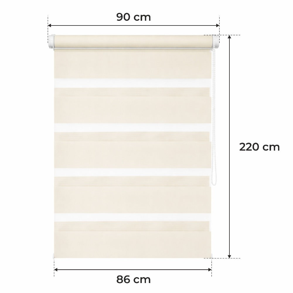 Cortina Opaca Día y Noche - BEIGE - 32 Tamaños - BOJANEK DÍA & NOCHE - No Invade la Ventana, Instalación Sin Taladrar, Regulación por Cadena, Soportes Ajustables para Diferentes Grosores de Ventana, Diseño Moderno, Protección Contra la Luz y la Privacidad