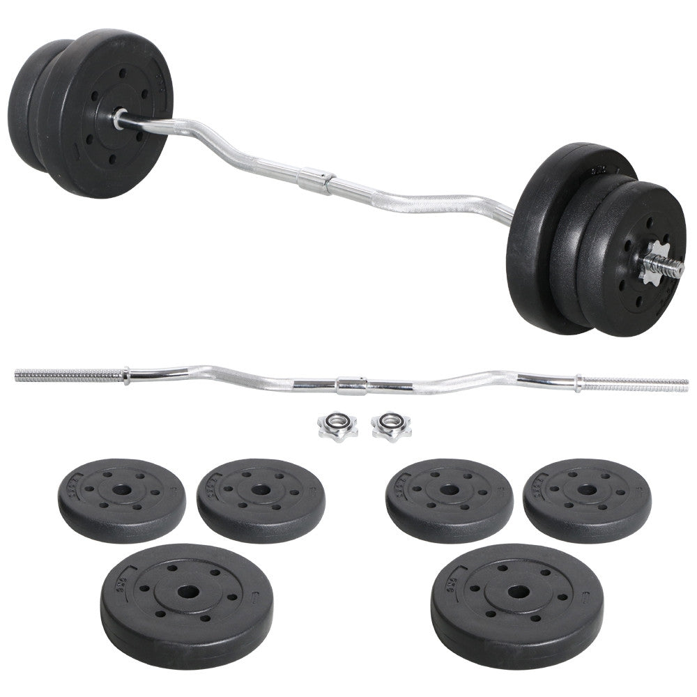 Juego de pesas Sz-Barbell Set Curlset 20/25/30 Kg, juego de barra larga con 6 discos, Sz-Bar para entrenamiento de fuerza, barra de curl con pesas