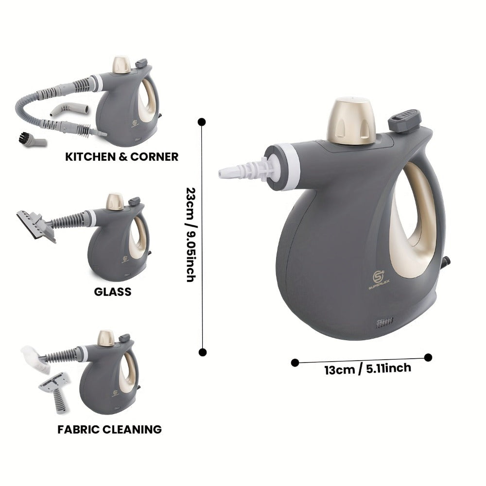 SUPERLEX Limpiador a Vapor Portátil de 1050W con Bloqueo de Seguridad - Vaporizador Multiusos para el Hogar, Alfombras, Coches, Pisos, Ventanas y Sofás, Eliminación de Manchas con Aditivos