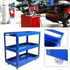 Almacenamiento de herramientas, carrito de garaje resistente, taller, estante de ruedas de 3 niveles, azul, estantes utilitarios