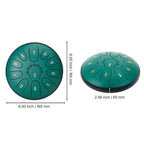 VEVOR Tambor de Lengüeta de Acero, 16.5 cm, 11 Notas, Tambor de Lluvia para Jardín Exterior, Tambores Musicales en Do Mayor con Libro de Música y Baquetas, Instrumento de Percusión para Meditación, Yoga, Educación Musical para Principiantes, Verde