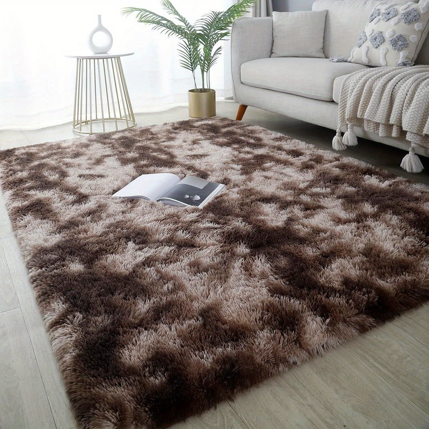 1 alfombra suave de felpa, alfombra de felpa antideslizante, alfombra suave de felpa para mesita de noche, alfombra tie-dye para sala de estar, decoración del hogar, alfombra para dormir mascotas, alfombra para dormitorio y sala de estar, decoración de la