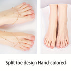 Modelo de Pie Artificial Realista con Dedos Activos Independientes - Textura Suave en Beige Claro y Estructura Esquelética Anatómica, Pies de Resina a Tamaño Real con Movimiento Independiente de Dedos, Ideal para Práctica de Uñas, Entrenamiento de Masajes