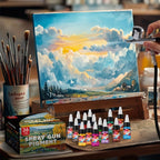 Un set de pinturas para aerógrafo en 12, 24 o 36 colores, cada una de 10 ml/0.33 oz, perfecto para diversas técnicas de pintura, incluyendo pintura al óleo, pintura a mano y proyectos. Ideal para principiantes y aficionados, así como para cerámica y arte.
