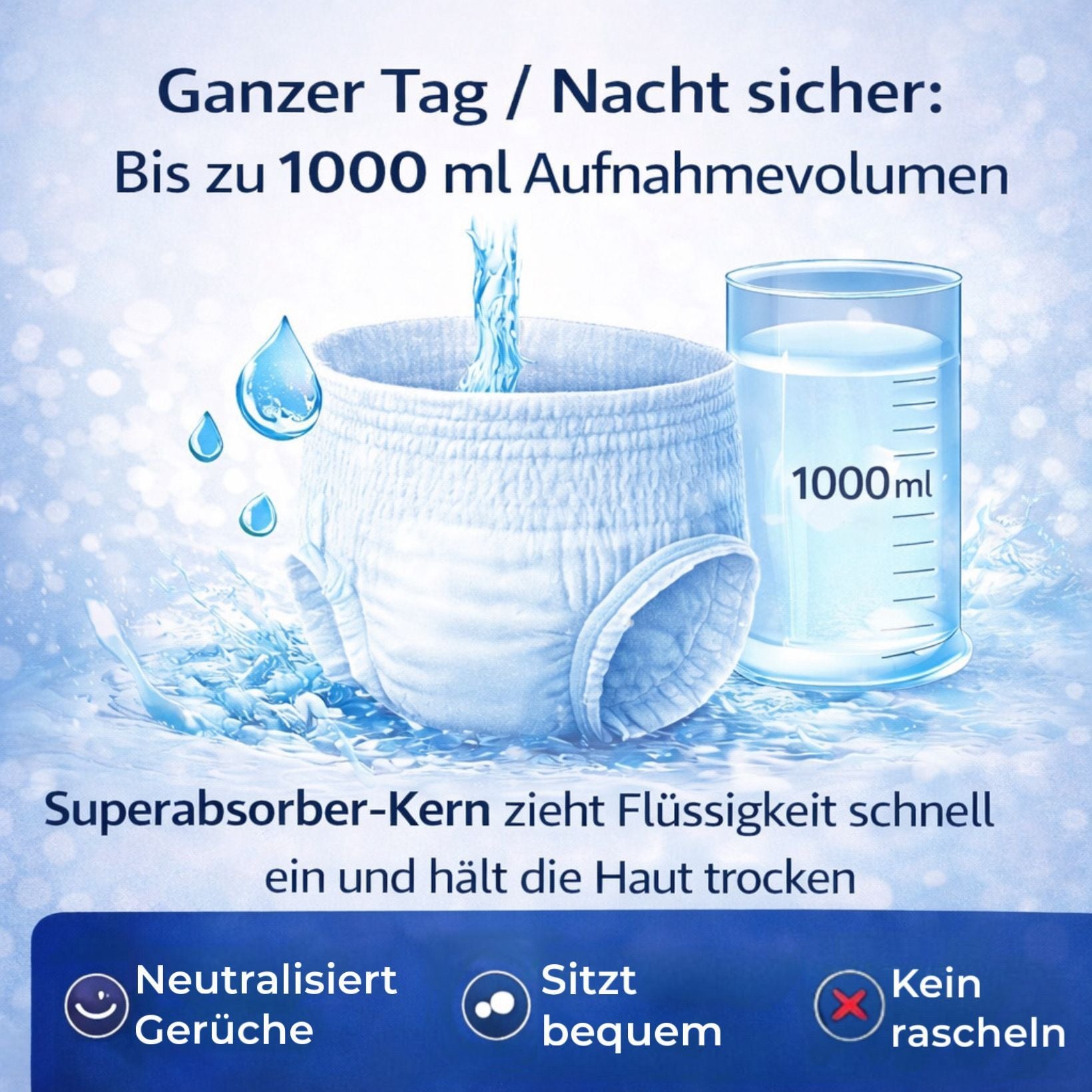 Pañales para Incontinencia Adulta – 80 Unidades, 1000 ml de Absorción Extra, Antifugas y Discretos, Unisex