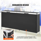 VEVOR Mesa Podio Portátil para Ferias, 77.95" x 15.16" x 34.65", Soporte de Exhibición para Mostrador de Ferias con Pared, Mesa Podio Plegable para Promociones y Ventas Minoristas con Estante de Almacenamiento y Bolsa de Transporte