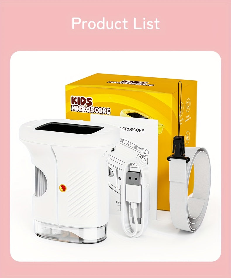 Microscopio digital portátil para niños 6.1cm portátil | Para aprendizaje, exploración y regalo