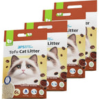 PACK 4 Arena para Gatos AGROMERANTE Arena de Tofu para Gatos sin Polvo Fácil de Aglomerar Controla los Olores se Lanza en el Inodoro (4Pcs,