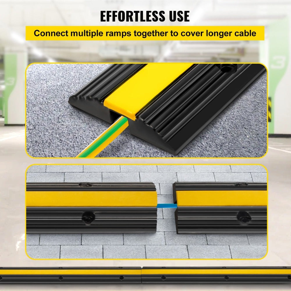 VEVOR - Juego de 4 rampas protectoras de cables de goma de 1 canal para cargas pesadas con capacidad de carga de 22046 libras. Rampa protectora para cables y mangueras de entrada de vehículos.