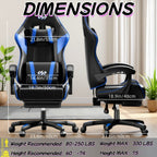 Silla de gaming ergonómica, silla de oficina con altura y respaldo ajustables, silla de oficina para computadora con soporte lumbar, reposapiés y reposacabezas, silla de gaming giratoria 360° con reposabrazos articulados