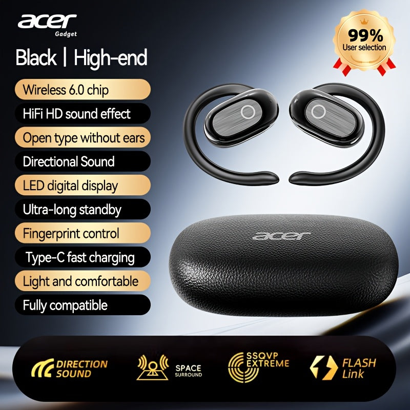 Auriculares Bluetooth Acer con gancho deportivo, sonido HiFi y baja latencia