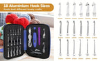 Juego de Ganchos para Crochet con Contador y Luz LED, 18 en 1, Incluye Llave Grande/Pequeña, Mango Extra y Bolsa de Almacenamiento, Ideal para Tejer y Crochet