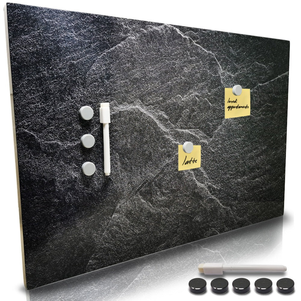 BAKAJI Pizarra Blanca Magnética con 5 Imanes y 1 Marcador, Tablero de Notas Montado en la Pared, Ideal para Cocina, Sala de Estar, Entrada, 60 x 40 cm