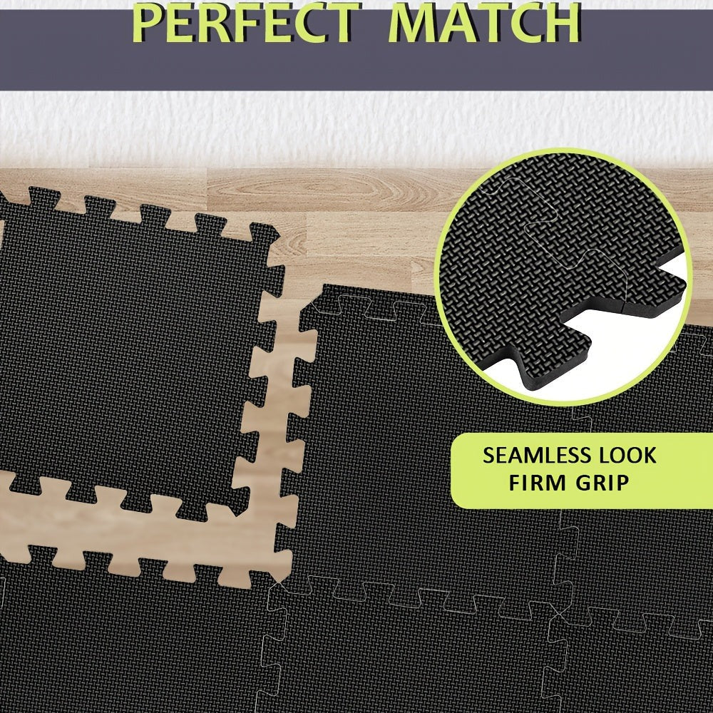 96/108 piezas de tapetes de gimnasio entrelazados de espuma EVA, 30 x 30 cm, tapetes de ejercicio tipo puzzle con baldosas para el suelo, suelo para gimnasio en casa, equipo de ejercicio, tapete de fitness, ideal para yoga, pilates y fitness en casa