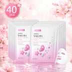 40 Mascarillas de Sakura Japonesas para Todo Tipo de Piel, Portátiles para Viajes, Hidratantes, Regalo Ideal para San Valentín y Navidad
