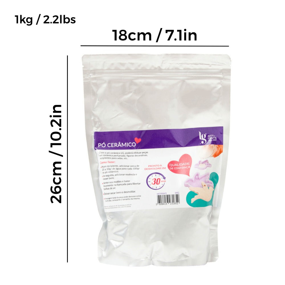Polvo de Yeso Cerámico LG 1KG Blanco - Secado rápido, ideal para moldes, manualidades, trabajos artesanales, piezas de cerámica y decoración - DIY. Fácil de usar, adecuado para principiantes, seguro de trabajar e inodoro.