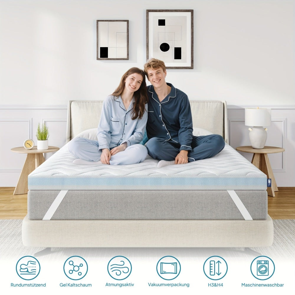 Bedstory 10CM O 7.5CM O 5CM Protector de Colchón, Doble Dureza H3 y H4 Gel Espuma Fría, Transpirable, Lavable, Funda de Malla 3D Removible, Protector de Colchón para Cama de Resorte 90 100 120 140 160X200 180X200 200X200, Sofá y Colchones Duros