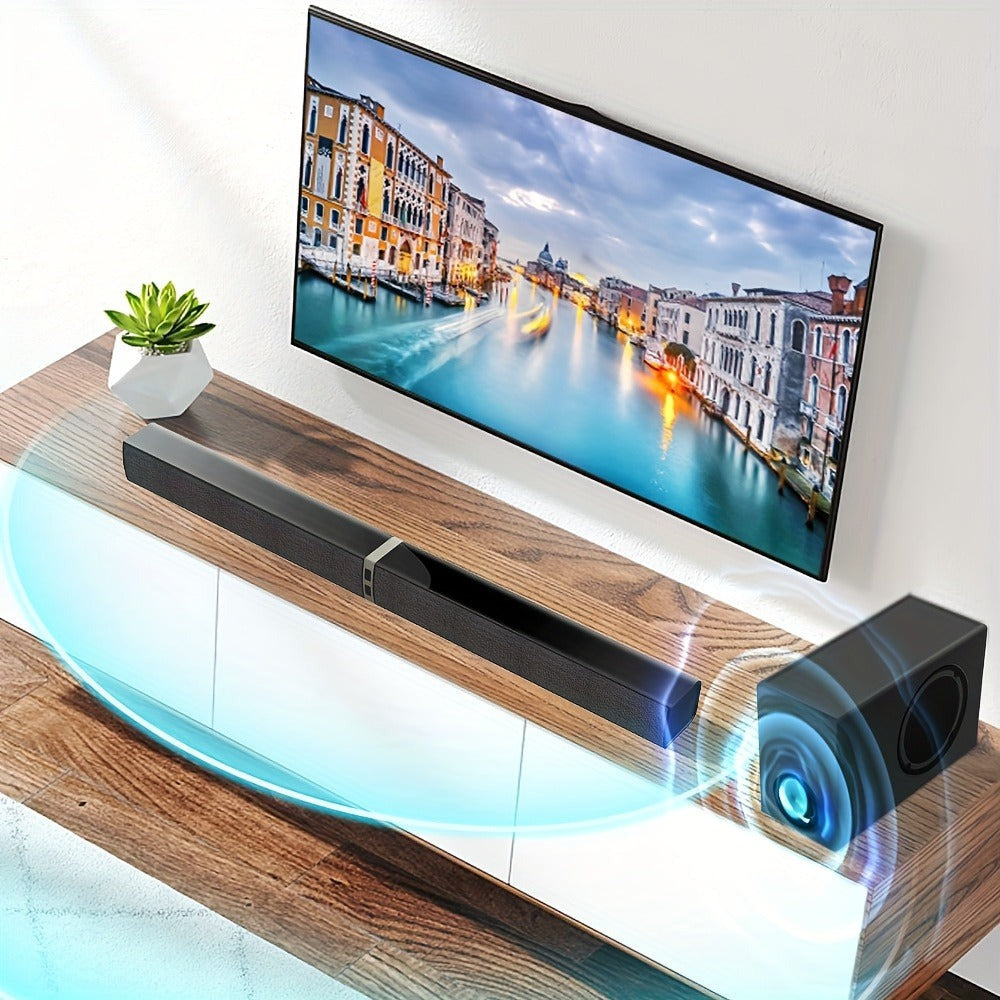 Barra de sonido con subwoofer, barra de sonido para Smart TV, barras de sonido inalámbricas 5.0, graves profundos, sistema de audio para TV con ARC/Opt/AUX para sonido de cine en casa mejorado, altavoz con control remoto por infrarrojos