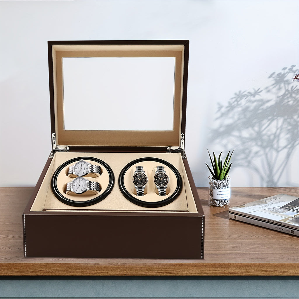 Caja de almacenamiento para relojes marrón, estuche para 4+6 relojes de hogar, decoración del hogar