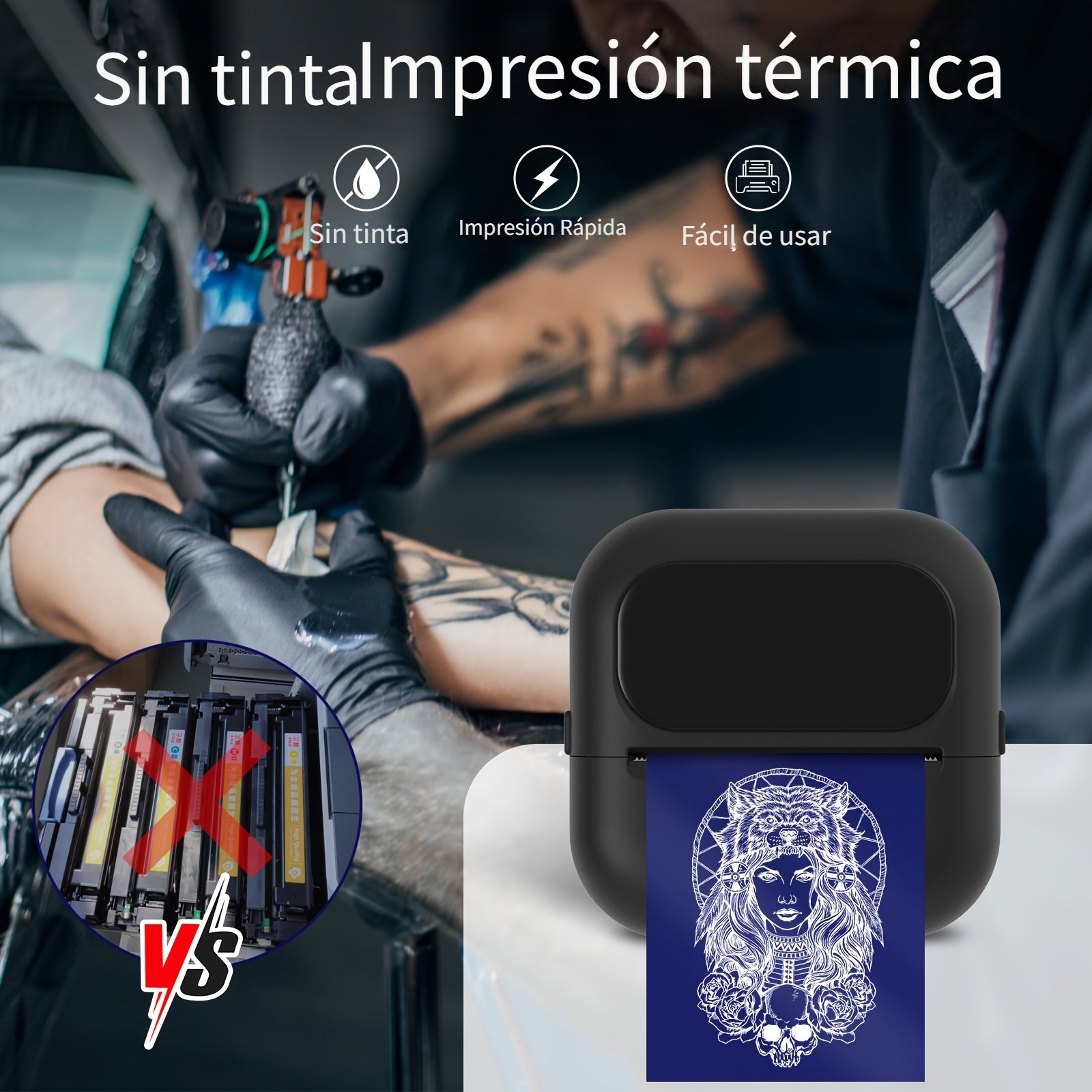 Impresora térmica | Mini Impresora Térmica de Esténcil para Tatuajes 2026, Nueva Versión Mejorada, Impresora Portátil de Transferencia de
