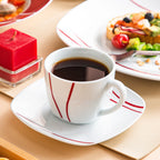 Juego de vajilla de porcelana de 18/30 piezas, servicio combinado, tazas, platillos, platos de postre, platos planos para sopa y platos llanos, servicio de café
