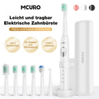 Cepillo de dientes sónico eléctrico para adultos con modos inteligentes y recargable por USB, tecnología de ondas de sonido apta para dientes y encías sensibles, cerdas suaves, 6 cabezales de cepillo, estuche de viaje y soporte de pared, apto para viajes,