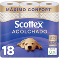 Scottex Acolchado Papel Higiénico Acolchado, Rollos con 3 Capas que Proporcionan Confort y Suavidad