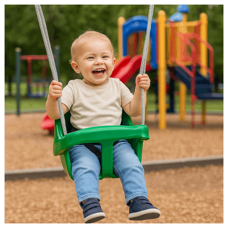 Colgacama tipo cubo para niños con cinturón de seguridad y cuerdas ajustables, asiento con respaldo alto y protección lateral, polipropileno duradero resistente a las condiciones climáticas y radiación UV, colgacama fácil de limpiar para el jardín, terraz