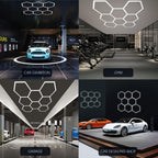 Paquete de 5/8 Lámparas de Techo LED Hexagonales - 280W 33600LM Ultra Brillantes Blanco Frío 6500K, Iluminación Exterior Moderna para Garaje, Taller, Estudio, Tienda de Detallado Automotriz - Duración Estimada, Fácil Instalación, Montaje