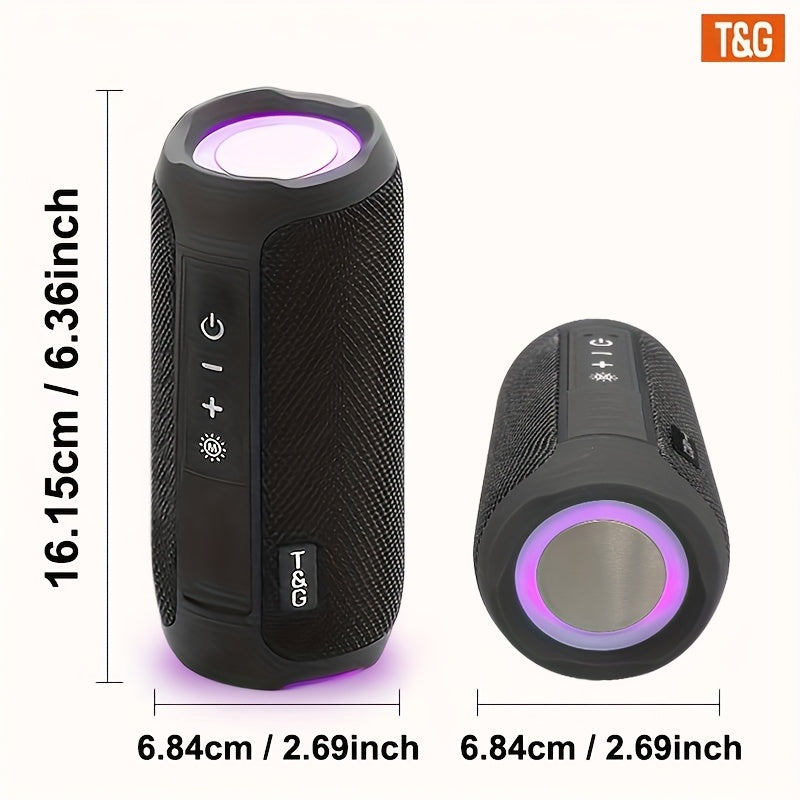 Altavoz Bluetooth | Altavoz Inalámbrico Portátil T&G TG227, IPX4, con Luz LED, Conexión Estéreo TWS, Compatible con Música USB/TF/FM Radio