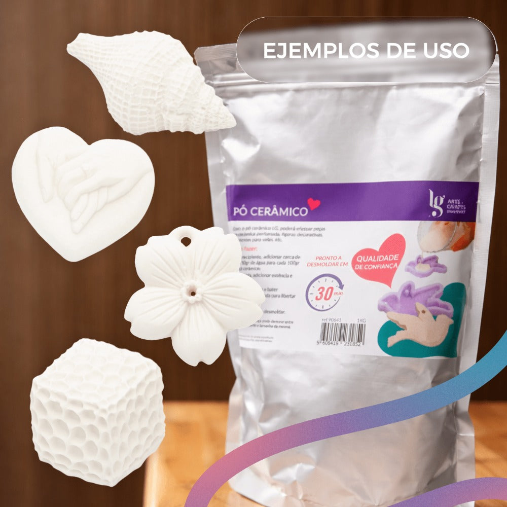 Polvo de Yeso Cerámico LG 1KG Blanco - Secado rápido, ideal para moldes, manualidades, trabajos artesanales, piezas de cerámica y decoración - DIY. Fácil de usar, adecuado para principiantes, seguro de trabajar e inodoro.