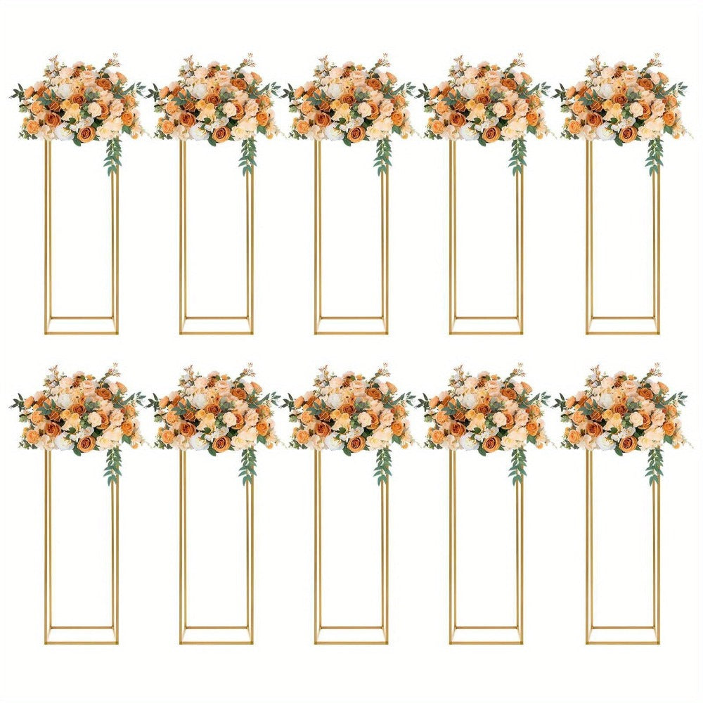 10 Piezas Soporte de Flores Metálico Dorado de 78.74 cm de Altura para Centros de Mesa de Bodas NUEVO