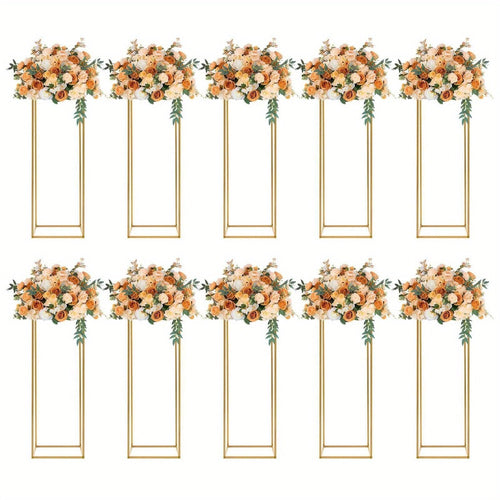 10 Piezas Soporte de Flores Metálico Dorado de 78.74 cm de Altura para Centros de Mesa de Bodas NUEVO