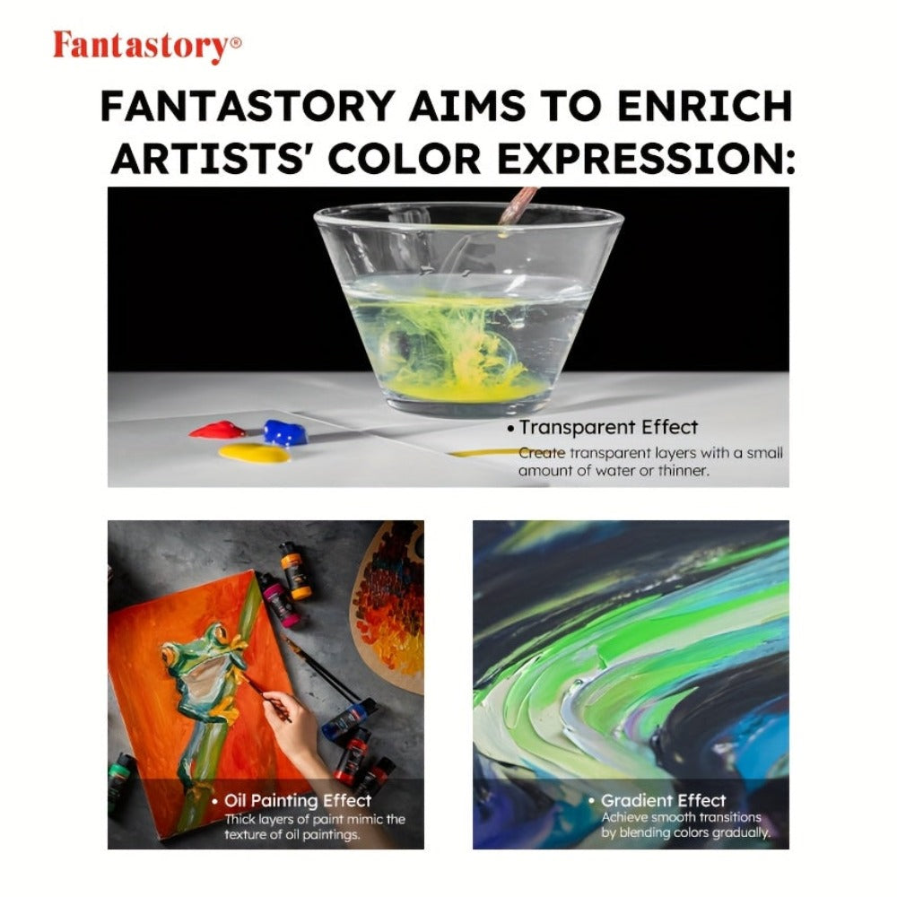 Set de Pintura Acrílica Fantastory, 28 Colores Clásicos.