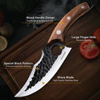 Machete deshuesador multifuncional de 27.94 cm con agujero, hoja afilada, acero inoxidable, mango cómodo, apto para cocina, exteriores, pesca, barbacoa, puede cortar carne, pescado, verduras, frutas, deshuesar