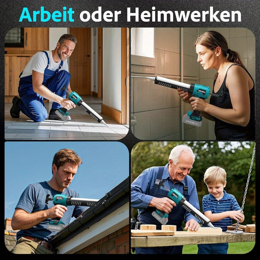 Pistola de cartuchos eléctrica compatible con batería Makita de 18V, para decoración del hogar con 4 velocidades ajustables, jeringa de silicona profesional para batería para cartuchos de 300ml (sin batería)