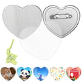 100 Juegos de Botones Metálicos en Forma de Corazón, Suministros para Fabricación de Insignias en Blanco para Máquina de Hacer Botones