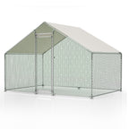 Gallinero 3x2m, Jaula Exterior para Gallinas de Rango Libre, Recinto con Cerradura de Seguridad, Malla Recubierta y Techo de PE, Adecuado para Gallinas, Patos, Conejos y Otros Animales Pequeños