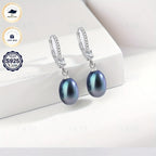 Caja de Regalo YAMI, Pendientes de Perlas de Agua Dulce para Mujer, Pendientes de Perlas de Agua Dulce, Blanco/Morado/, Pendientes de Plata Esterlina 925 Hipoalergénicos, Adecuados para Regalos de Joyería para Mujer en Cualquier Ocasión, Regalos de Cumple